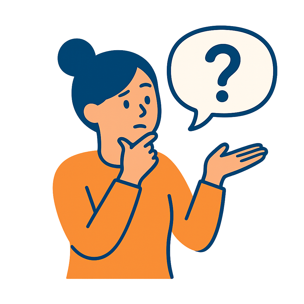 Woman thinking with question mark speech bubble illustration