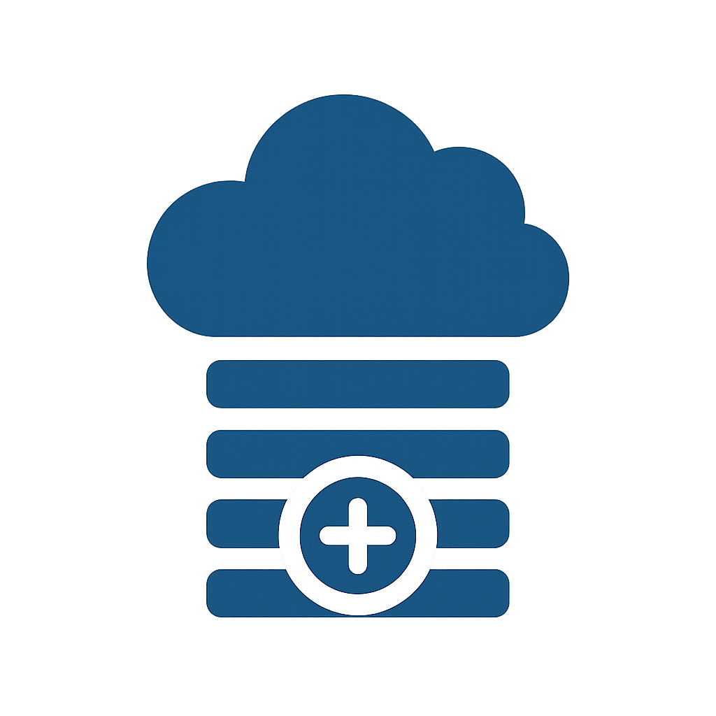 Cloud stack with plus symbol