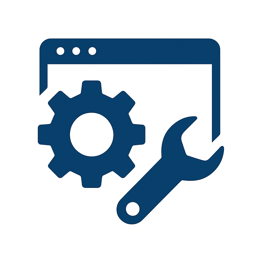 Gear and wrench over browser window
