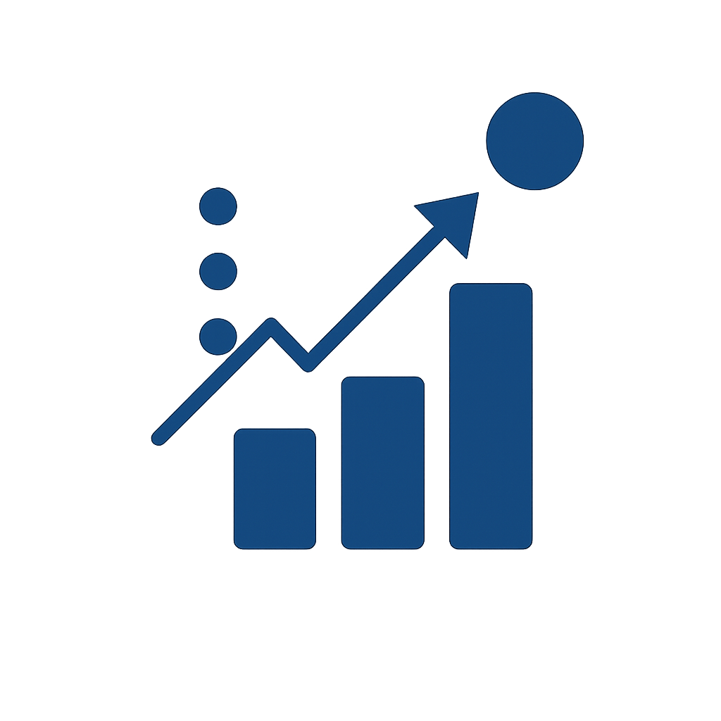 Analytics icon with upward chart and data points