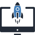 Rocket launching from a computer screen