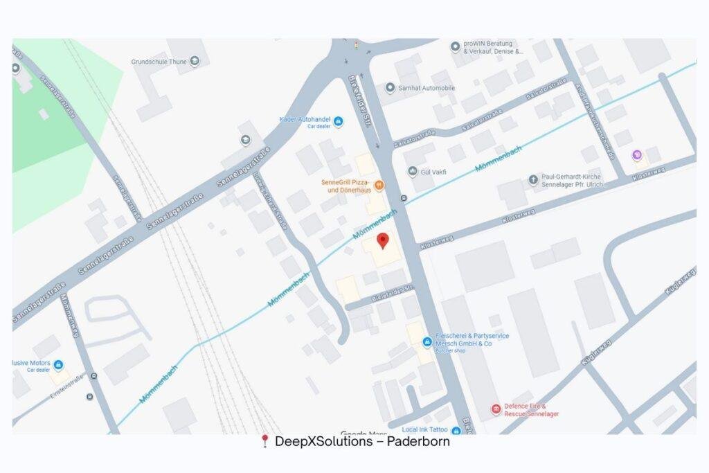 Static map thumbnail showing DeepXSolutions in Paderborn