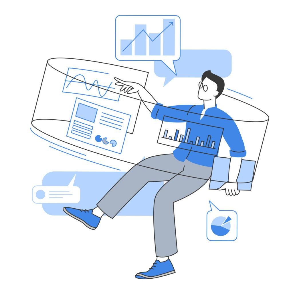 Power BI analytics dashboard illustration