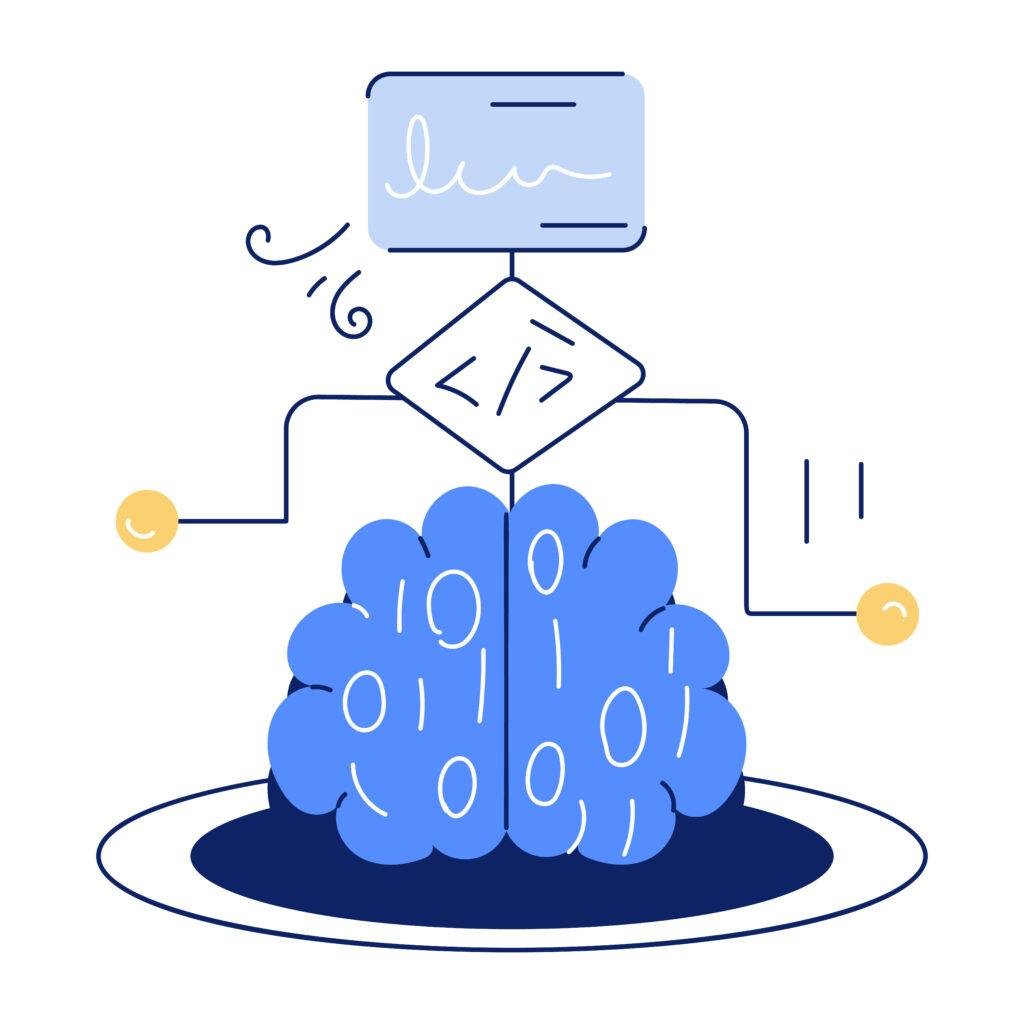 Illustration of AI clustering algorithm visualizing data clusters
