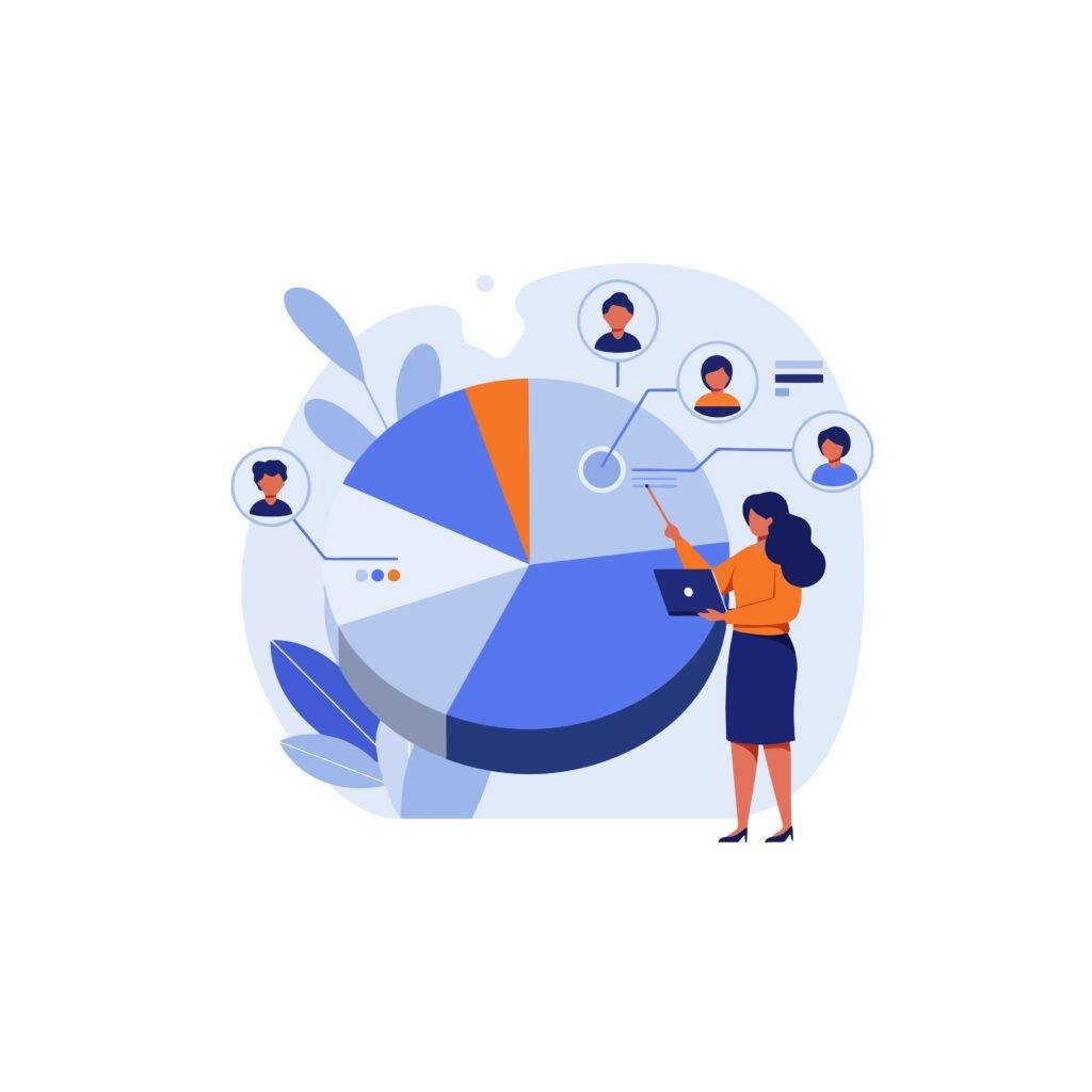 Illustration of behavioral segmentation dashboard analyzing customer actions