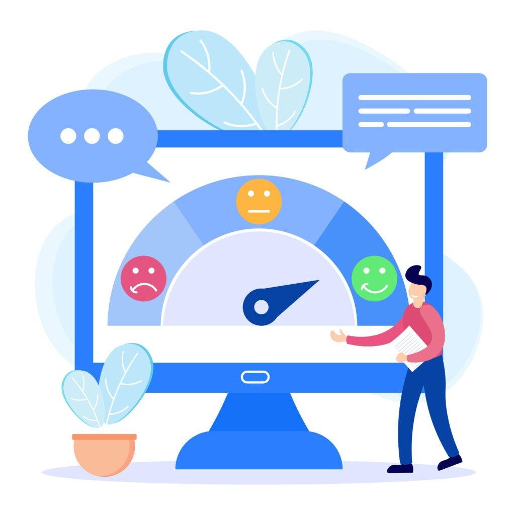Illustration of sentiment analysis dashboard connecting emotions to data