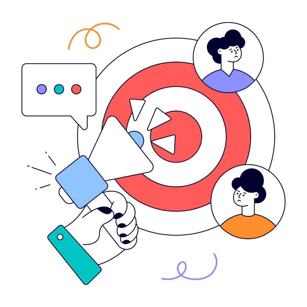 Illustration of customers receiving personalized marketing messages and emails based on segmentation