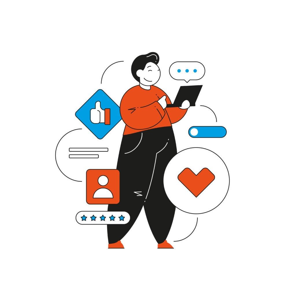 Illustration of analytics charts highlighting loyal, high-value customer segments