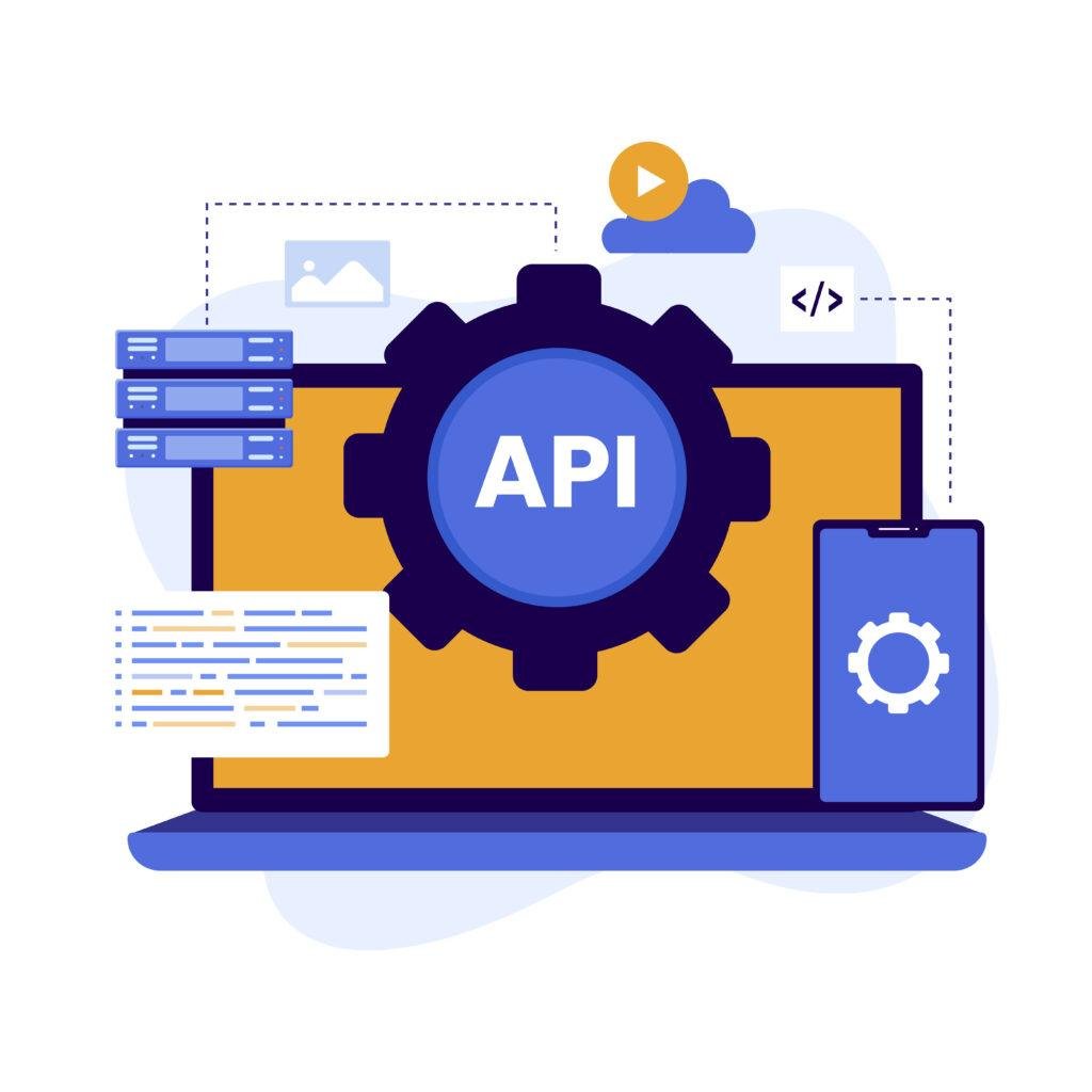 API integrations connecting business software platforms through automated data exchange