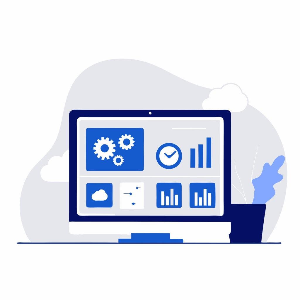 Illustration representing website performance and speed optimization.