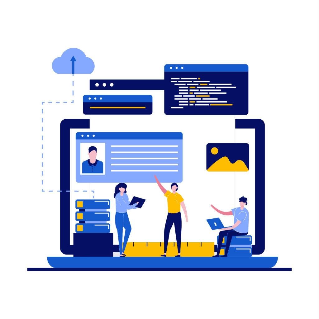 Illustration showing scalable and flexible website architecture.