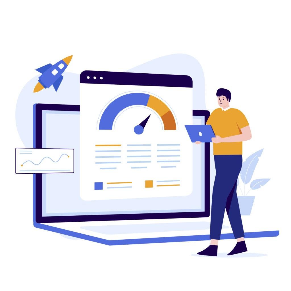 Illustration showing website speed and performance impact on user experience.