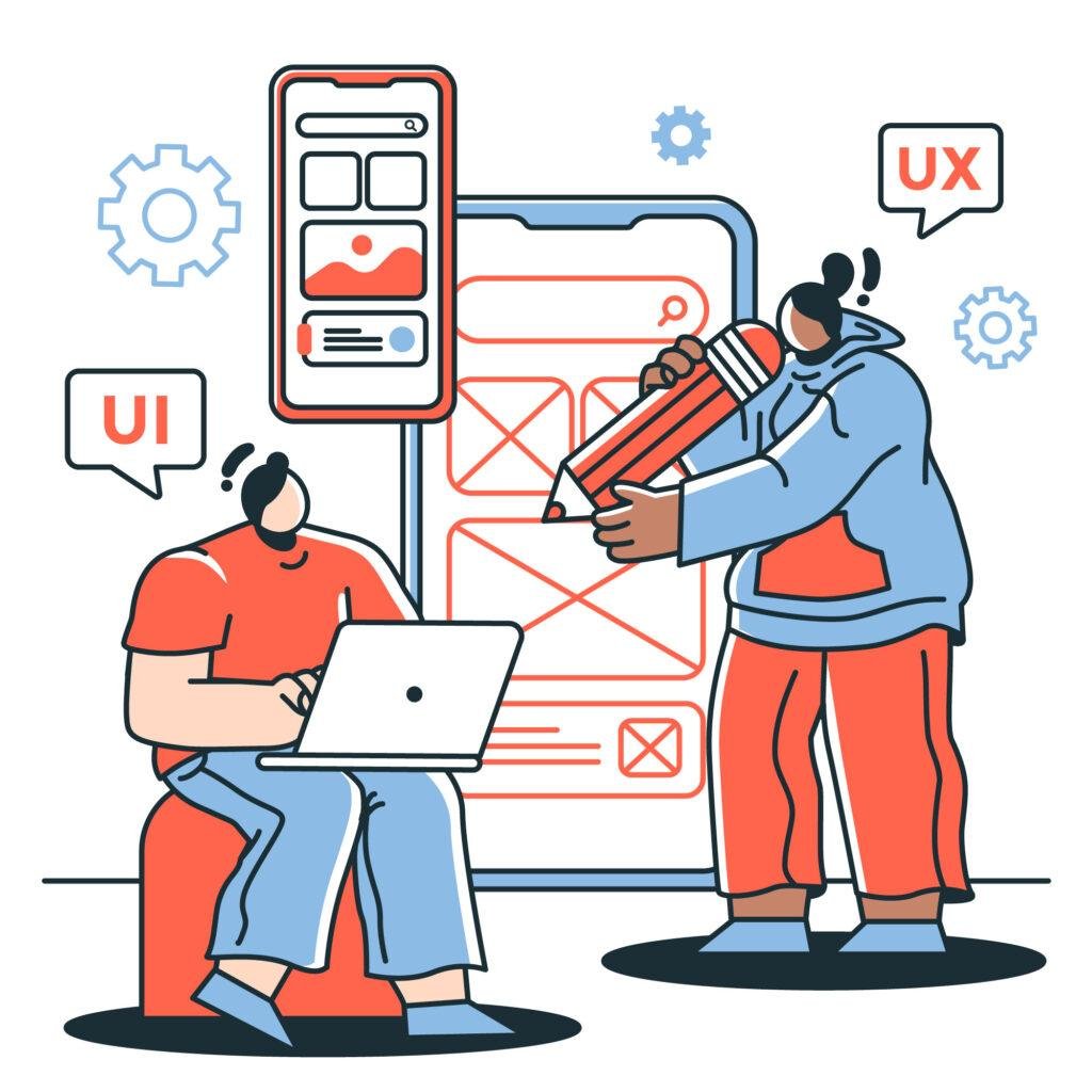 Clickable UX prototype illustration showing interactive user testing.