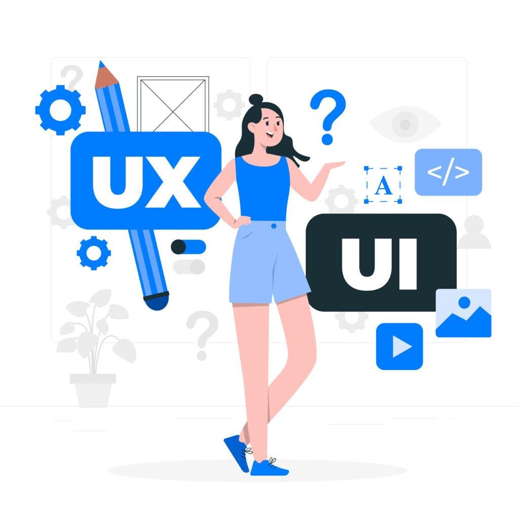 Prototyping and usability testing illustration showing interactive product testing