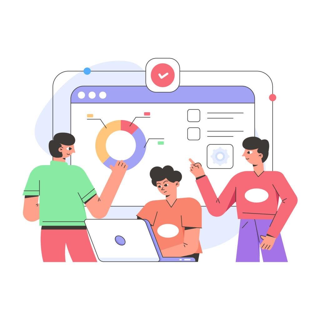 Illustration showing shared understanding across teams through analytics