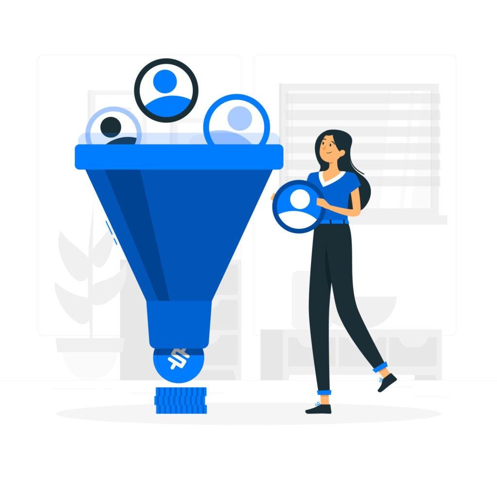 Illustration showing structured measurement across funnel stages