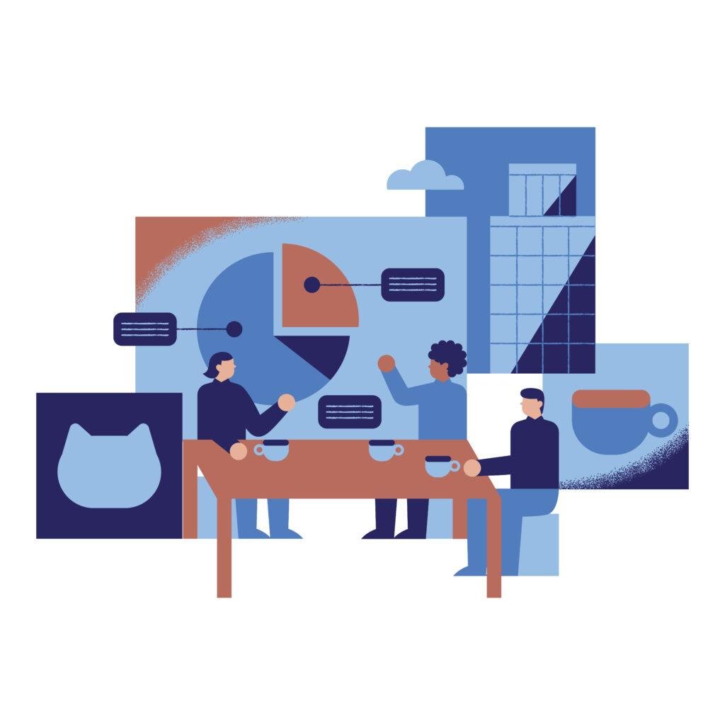 Illustration showing message reinforcement across B2B stakeholders