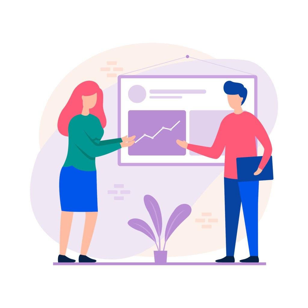 Illustration showing visibility into B2B account progress across buying stages