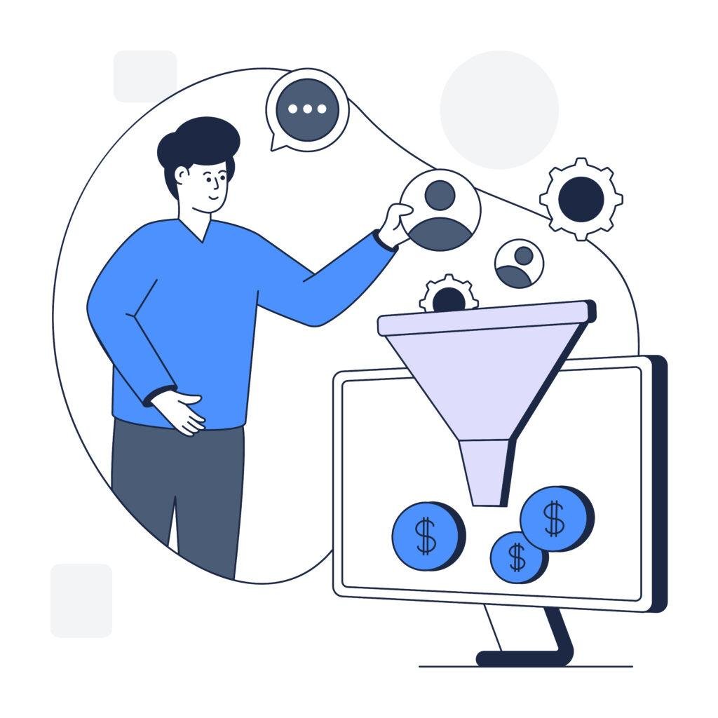 Illustration showing improved B2B pipeline quality through funnels