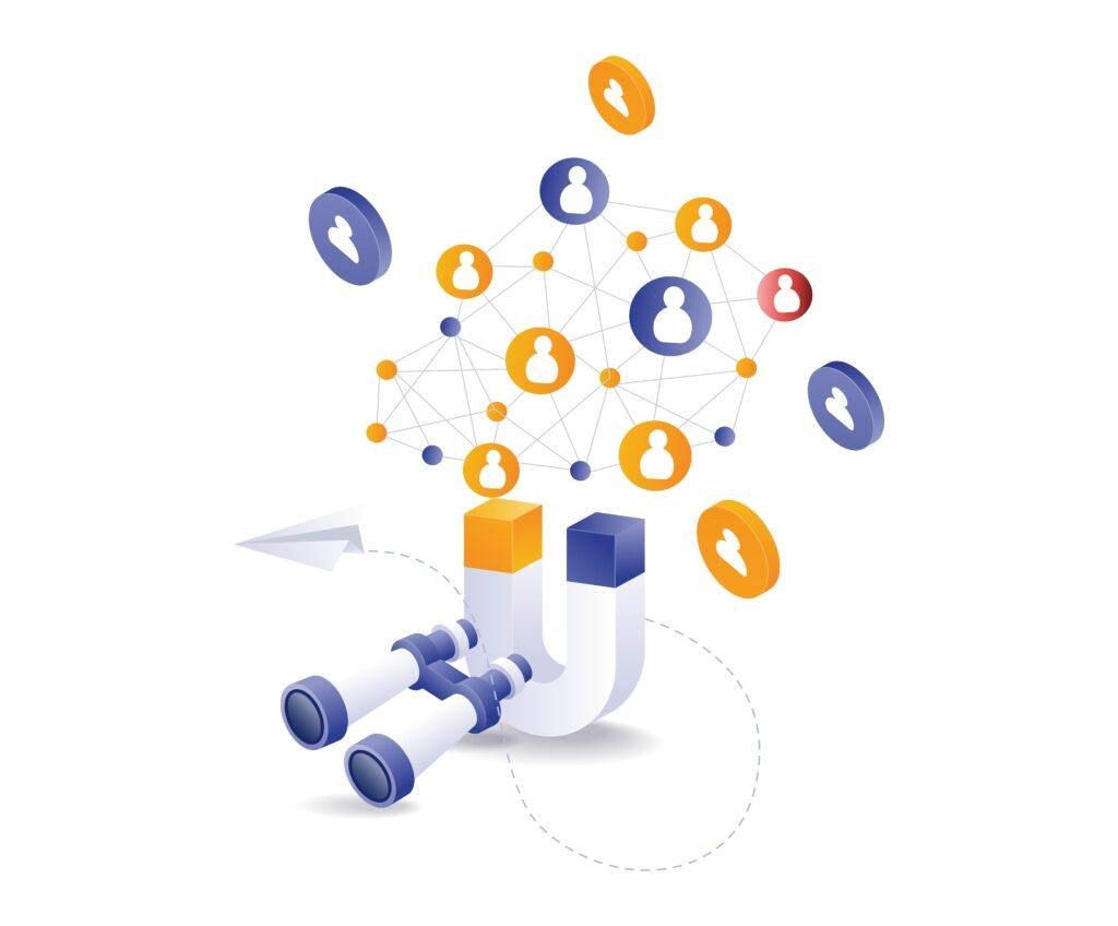 Illustration showing LinkedIn lead generation funnel for B2B companies