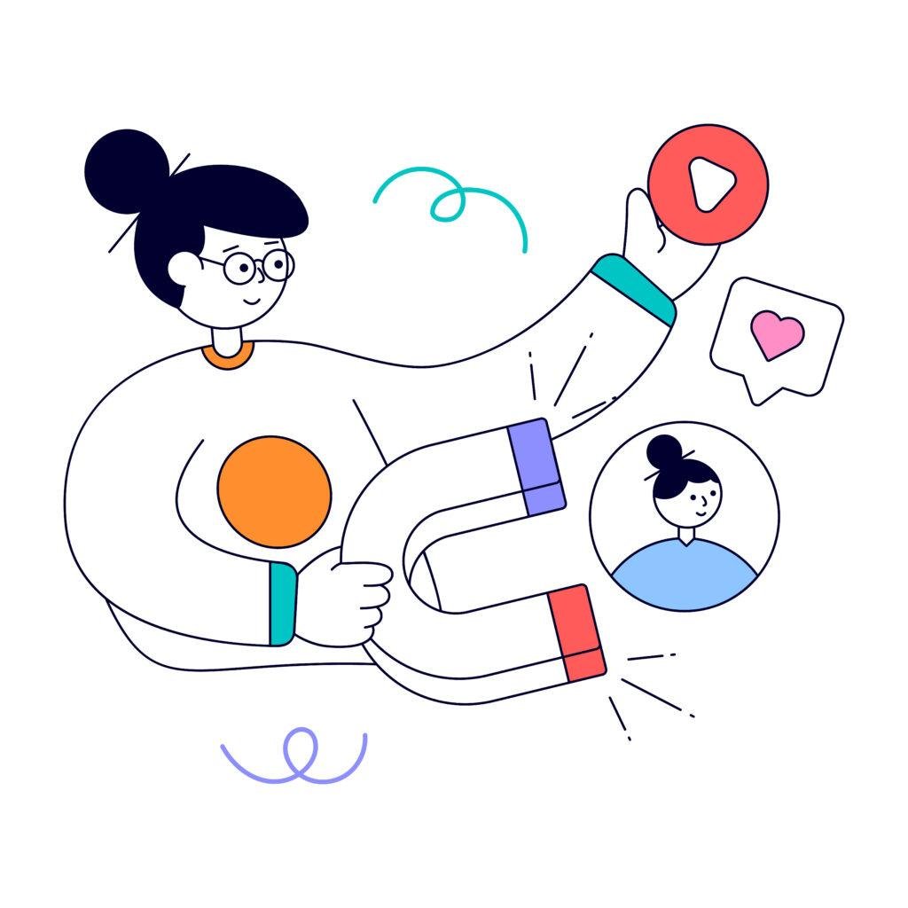 Illustration showing a scalable B2B lead generation funnel