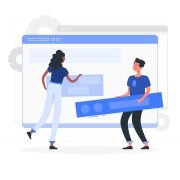 Illustration of landing page optimization with call-to-action button and targeted ads
