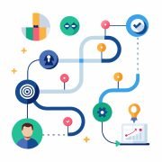 Illustration of customer journey and user behavior analysis for conversion rate optimization